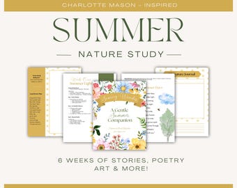 Currículo de estudio de la naturaleza para preescolar cristiano de verano / Cesta matutina para educación en el hogar según Charlotte Mason / Plan de lecciones imprimible de 6 semanas para edades de 4 a 6 años (PDF)