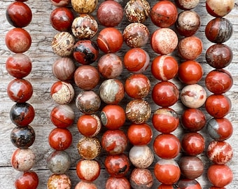 Pietra preziosa di diaspro rosso cappuccino 4mm 6mm 8mm Perline 38cm Filo Perline sciolte naturali semi preziose per la creazione di gioielli Bracciale mala