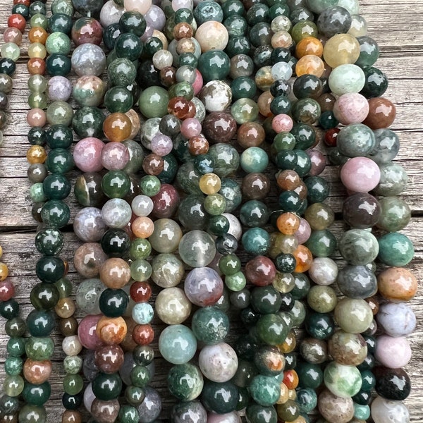Filo di perline di agata indiana, perline sciolte naturali rotonde di qualità AA da 4 mm 6 mm 8 mm 10 mm per la creazione di gioielli.