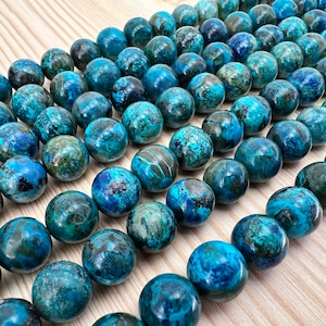 AA Chrysokoll Edelstein Perlen Strang 6mm 8mm 10mm Halbedelstein Lose Perlen für Schmuckherstellung Armband Halskette Mala