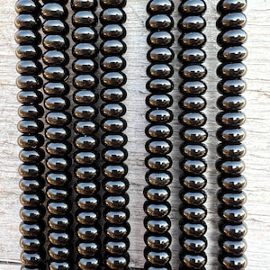 Svarta agatpärlor 5 x 8 mm rondellpärlor naturliga lösa pärlor för DIY smyckestillverkning armband halsband mala makramé
