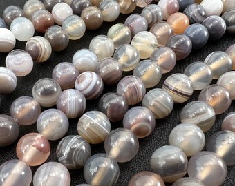 Agate du Botswana, perles de 6 mm, 8 mm, brins de 39 cm, agate naturelle à bandes, perles en vrac pour bijoux, bracelet, collier, fabrication de Mala