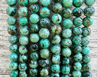 Pierres précieuses turquoise africaines 4 mm 6 mm 8 mm perles 38 cm brin jaspe africain naturel pour la fabrication de bijoux bracelet collier mala macramé