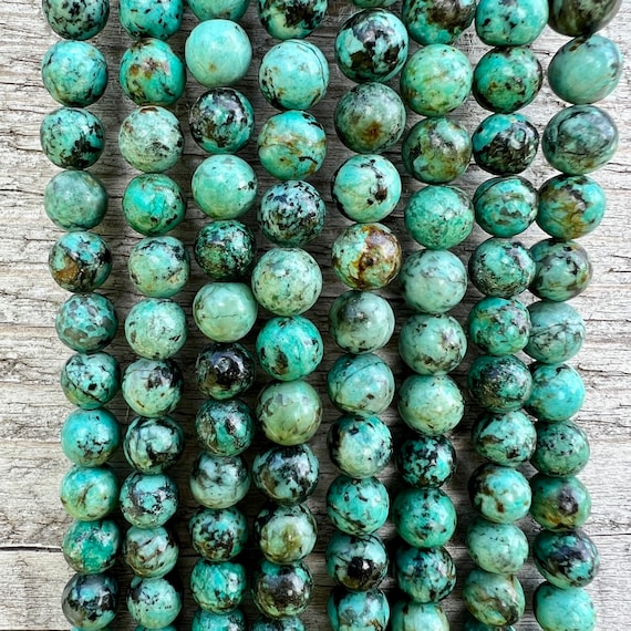 African Turquoise Gemstone 4mm 6mm 8mm Beads 38cm Strand Natural African Jasper for Jewellery crafting Bracelet Necklace Mala