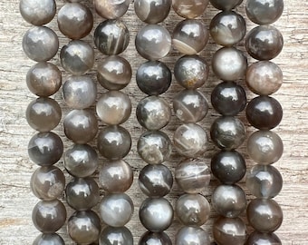 Black Moonstone 6 8 10mm Beads 38cm Strand Natural Feldspar Loose Beads for DIY Jewelry Bracelet Necklace Mala Crafting
