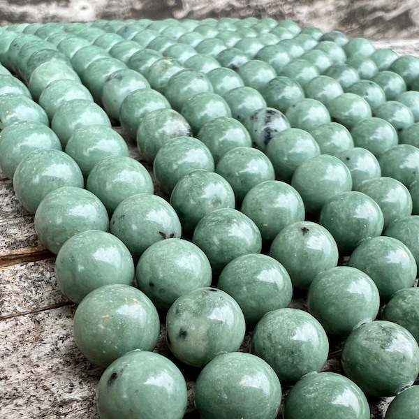 Green Jade Gemstone 8mm Beads 39cm Strand Natural Loose Beads for Jewelry Bracelet Necklace Mala Crafting