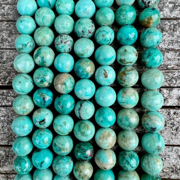 Pierres précieuses turquoise péruvienne 6 mm 8 mm perles 39 cm brin une qualité opale bleue péruvienne naturelle perles en vrac pour bijoux bracelet collier Mala