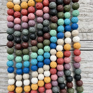 Hochwertiger mehrfarbiger Lavastein 6 8 10 mm Perlen 38 cm Strang Regenbogen Vulkangestein farbig lose Perlen Schmuckerstellung Armband Mala