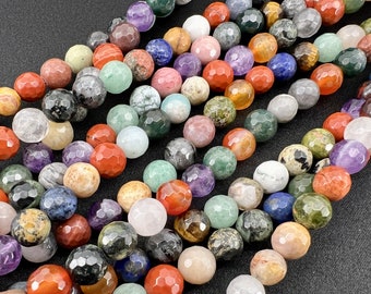 Perline di pietra naturale mista Filo 6mm 8mm Diaspro Agata Occhio di tigre e altro Perline sciolte semi preziose Braccialetti artigianali Mala Macrame