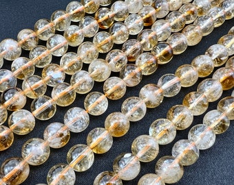 Perline di pietra preziosa citrino Filo 6mm 8mm Perline sciolte in pietra naturale semipreziosa per la creazione di gioielli Collana di braccialetti Mala