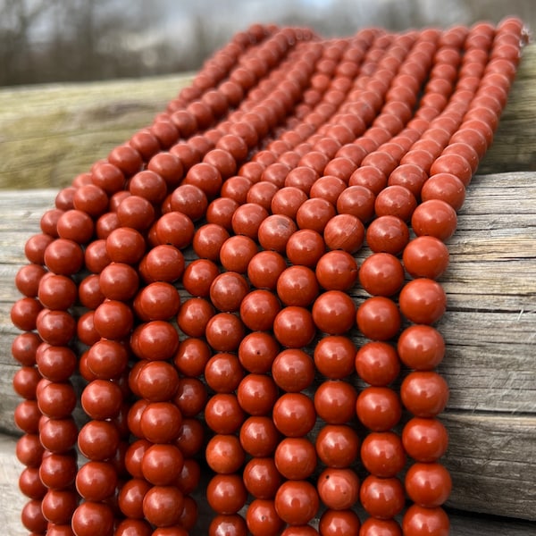 Natürlicher AA Roter Jaspis 4mm 6mm 8mm Perlen 38cm Strang lose Perlen für Schmuck Armbänder Halskette Mala Herstellung