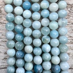 AA Quality Aquamarine Gemstone Beads Strand 4 6 8 10mm Semi Precious Natural Stone Loose Beads for Jewelry Crafting Bracelet Necklace