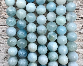 AA Quality Aquamarine Gemstone Beads Strand 4 6 8 10mm Semi Precious Natural Stone Loose Beads for Jewelry Crafting Bracelet Necklace