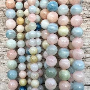 Natural Morganite Gemstone 6mm 8mm 10mm Beads 38cm Strand Pink Emerald for DIY Jewelery Crafting Cesian Beryl Gemstone Beads