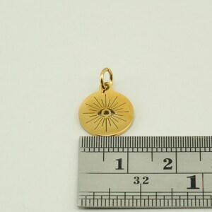 Evil Eye Charms Stainless Steel Gold Silver - 12mm Sunburst Coin Pendant for DIY Jewelry Making - Waterproof Celestial Boho Supplies Bulk image 11