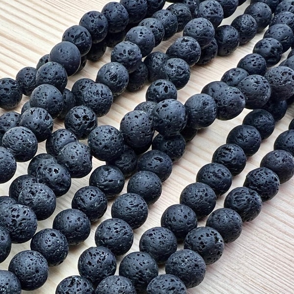 Natural Lava stone Beads 39cm strand 4mm 6mm 8mm 10mm Volcanic Rock loose beads