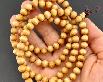 Chapelet 108 perles en bois de santal, 6 mm ou 8 mm Perles en bois aromatiques.