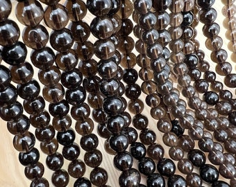 Rauchquarz Edelstein 4mm, 6mm 8mm Perlen 38cm Strang natürliche Cairngorm lose Perle für Schmuck Armbänder Halskette Mala Herstellung