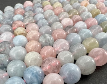Natural Morganite Gemstone 6mm 8mm Beads 38cm Strand Beryl, Aquamarine, Pink Beryl, Ping Emerald, Cesian Beryl Gemstone Beads
