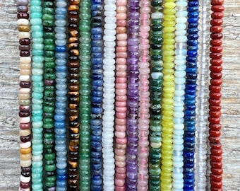 Natural Heishi 2x4mm Beads Strands: Various Gemstones for DIY Jewelry Crafting