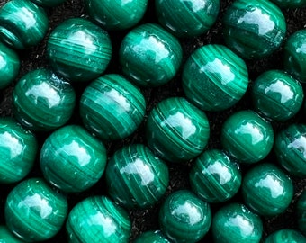 Perline di pietre preziose di malachite Filo 6mm 8mm Perline sciolte in pietra naturale semipreziosa per la creazione di gioielli Collana di braccialetti Mala