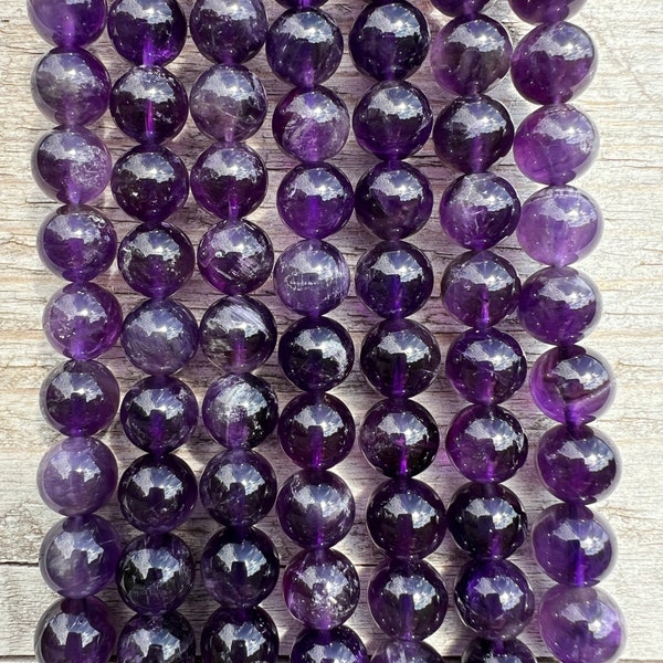 Perline di pietre preziose di ametista filo 4mm 6mm 8mm 10mm perline sciolte in pietra naturale semi preziosa per creazione di gioielli collana braccialetto Mala