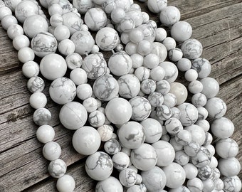 Perline di pietre preziose Howlite 39 cm Filo rotondo naturale 4 mm 6 mm 8 mm 10 mm Perline sciolte per creazione di gioielli Bracciale Mala Collana