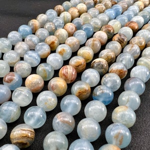 Blue Calcite Gemstone 4mm 6mm 8mm Beads 39cm Strand Natural Loose Beads for Jewelry Bracelet Necklace Mala Crafting