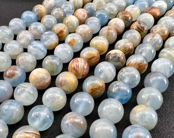 Blauer Calcit Edelstein 4mm 6mm 8mm Perlen 39cm Strang A Qualität natürliche lose Perlen für Schmuck Armbänder Halskette Mala Herstellung