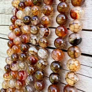 Bracciale Elastico Da 7 Pollici Con Perline In Pietra Semipreziosa Di Agata Venata Di Drago Autentico Multicolore Vintage. - Italia - Foto 3