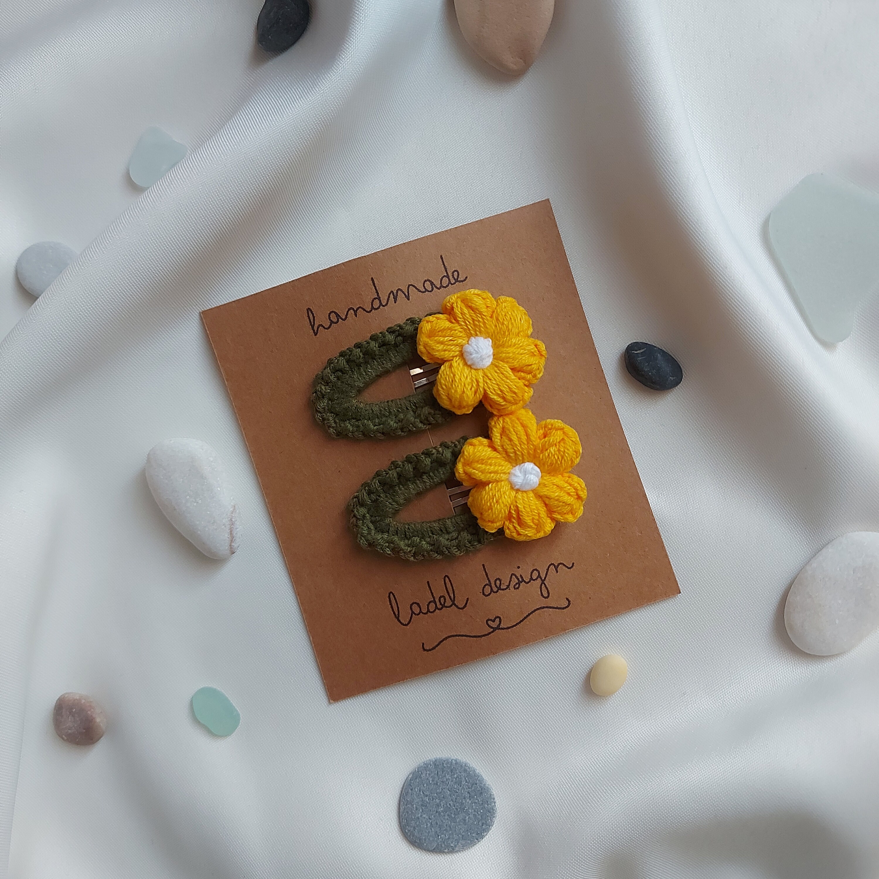 Babyhug Hair Pins And Clips With Bow & Crochet Applique Pack of 5 - Yellow
