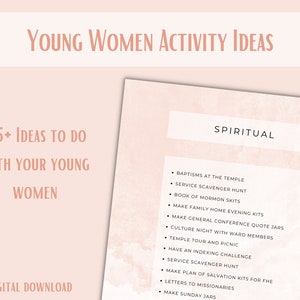 LDS Young Women's Activity Ideas - Digital Download
