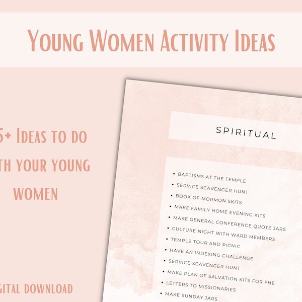 LDS Young Women's Activity Ideas - Digital Download