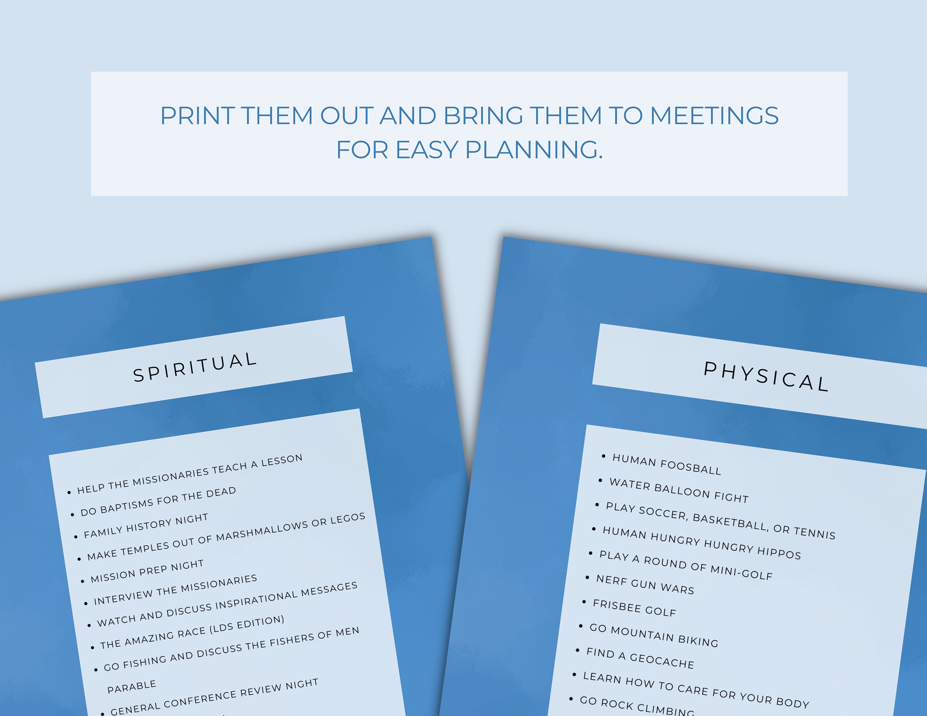 LDS Young Men's Activity Ideas Digital Download Etsy