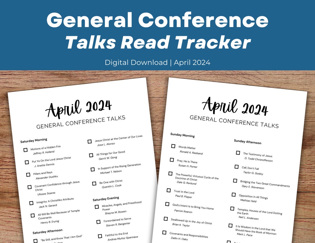 Conference File Tracker April 2024 General Conference Talk Tracker - Etsy