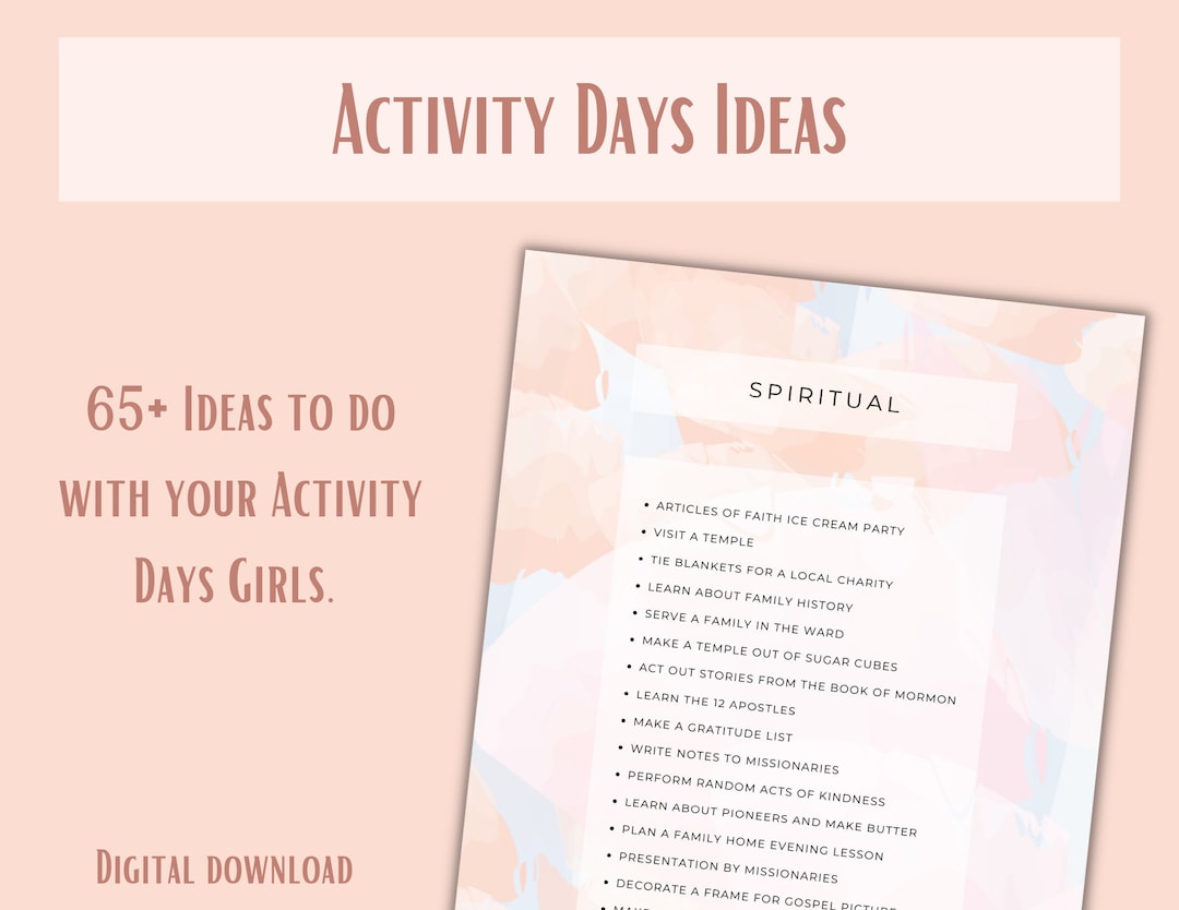 LDS Activity Day Ideas for Girls - Digital Download - Etsy
