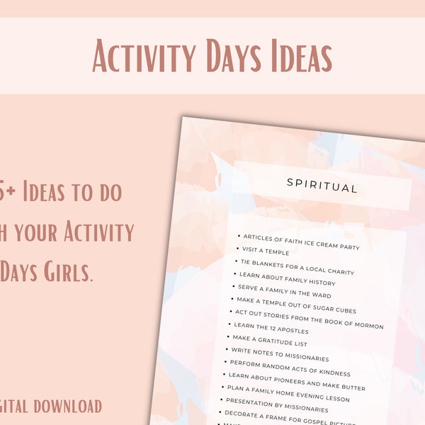 LDS Activity Day Ideas for Girls - Digital Download