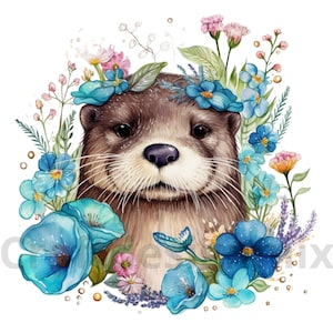 Niedlicher Otter-Download, SVG-Blume, Pdf, Svg, Png, Otter-Jpg, kommerzielle Nutzung, Tumbler-Png-Download, erstellen Sie Ihr Design mit diesem Otter
