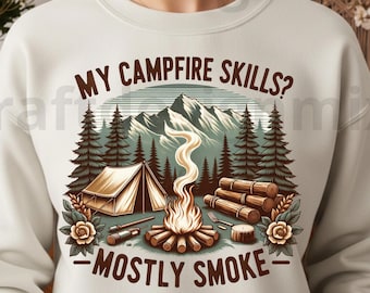 The Campfire Png, Sublimation Design, Camping Clipart, Retro Digital Image, T-Shirt Png, Instant Digital Download Png