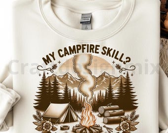 The Campfire Png, Sublimation Design, Camping Clipart, Retro Digital Image, T-Shirt Png, Instant Digital Download Png
