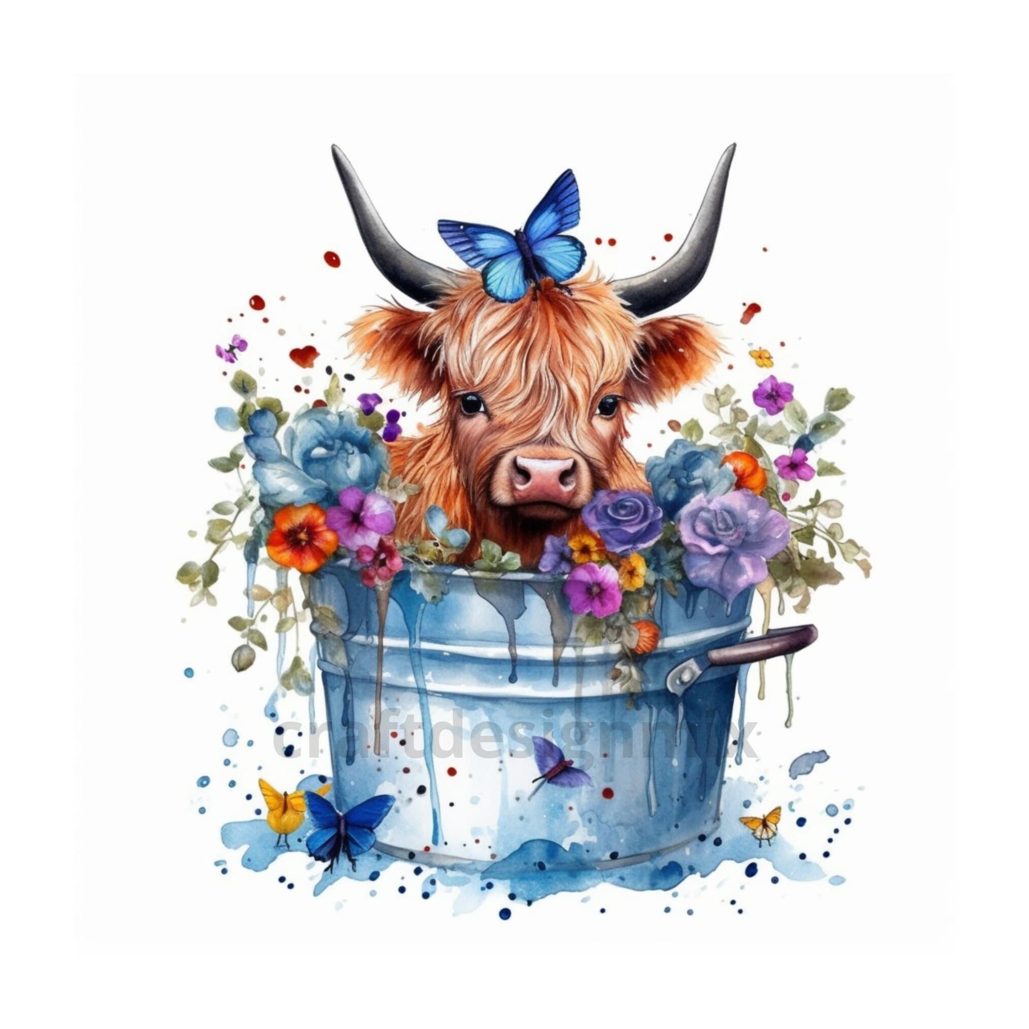 Cute Highland Cow Decor Svg Flower, Pdf, Svg, Png, Jpg, Commercial Use ...