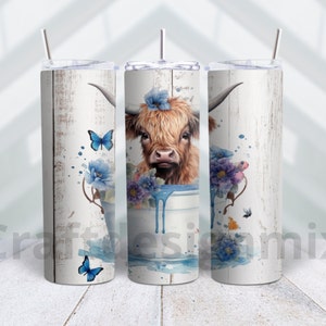 Highland cow Tumbler wrap for 20oz - Tumbler wrap for Travel Tea Mugs - coffee cup tumbler wrap
