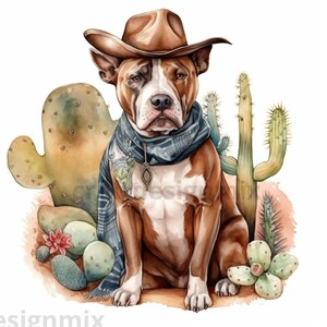 Cute American Staffordshire Western Hat, Pdf, Svg, Png, Jpg, commercial use, digital download, card making, create your design with this dog