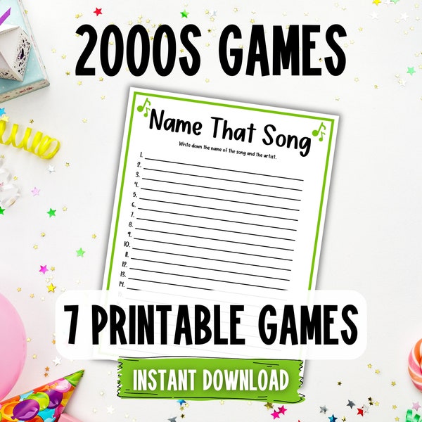 2000s Party Printable Games | 2000s Party Games | 00s Party Game Bundle | Y2K Party Games | 40th Birthday Party Games |  40th Birthday Games