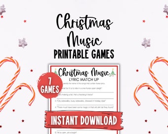 Juegos imprimibles de música navideña Paquete de juegos navideños imprimibles Juegos de fiesta navideña para niños Aula familiar Juegos imprimibles navideños