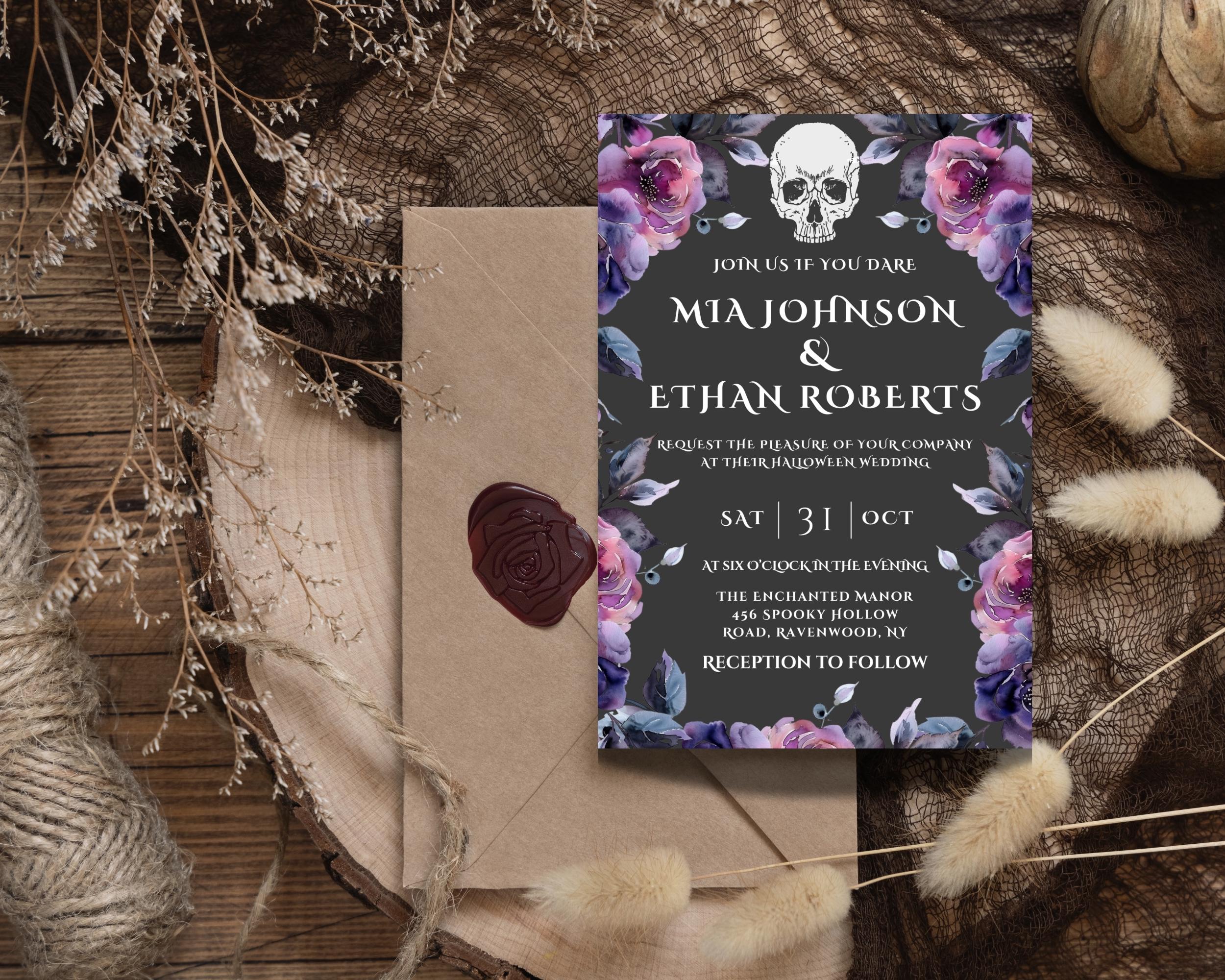 Halloween Wedding Invitation Suite, DIY Fully Editable Template ...