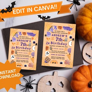 Halloween Birthday Invitation: Trick-or-Treat Party, Editable Template (Digital Download)