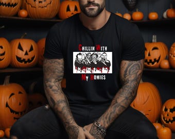 Horror Movie Characters T-Shirt: Chillin' With My Homies Halloween Tee