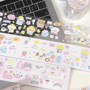 Kiss Cut Sticker Roll Strawberry Smoke Sample Loop Washi Tape PET Tape