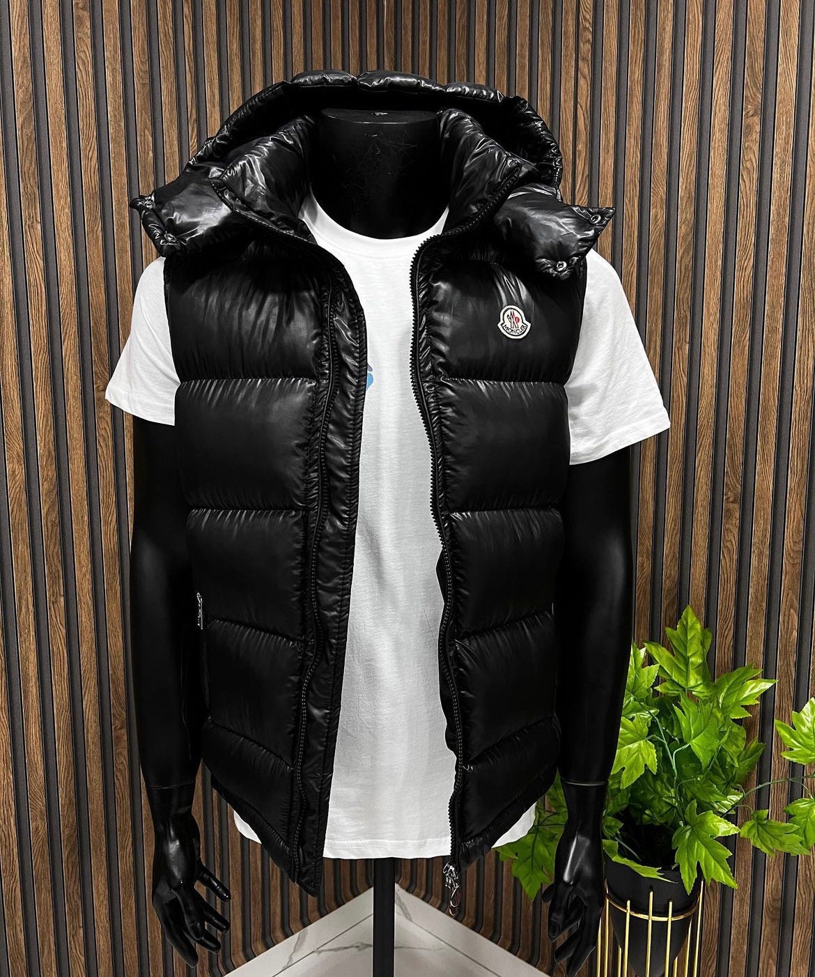 moncler vest with fur hood